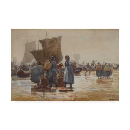Winslow Homer 'Fisherfolk On The Beach At Cullercoats' Canvas Art,12x19